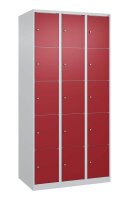 CP Schließfachschrank Classic Plus lichtgrau, rubinrot 080000-305 S10001, 15 Schließfächer 90,0 x 50,0 x 185,0 cm