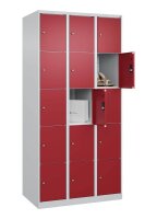 CP Schließfachschrank Classic Plus lichtgrau, rubinrot 080000-305 S10001, 15 Schließfächer 90,0 x 50,0 x 185,0 cm