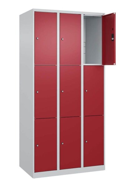 CP Schließfachschrank Classic Plus lichtgrau, rubinrot 080000-303 S10001, 9 Schließfächer 90,0 x 50,0 x 185,0 cm