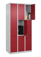 CP Schließfachschrank Classic Plus lichtgrau, rubinrot 080000-303 S10001, 9 Schließfächer 90,0 x 50,0 x 185,0 cm