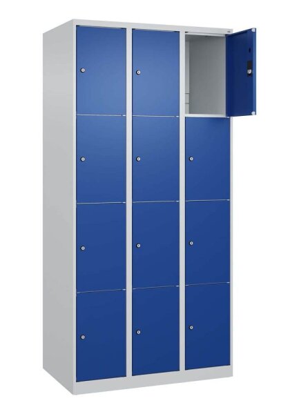 CP Schließfachschrank Classic Plus enzianblau, lichtgrau 080000-304 S10003, 12 Schließfächer 90,0 x 50,0 x 185,0 cm