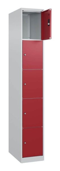CP Schließfachschrank Classic Plus lichtgrau, rubinrot 080000-105 S10001, 5 Schließfächer 30,0 x 50,0 x 185,0 cm