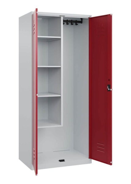 CP Putzmittelschrank Classic PLUS 080100-02 S10001 lichtgrau, rubinrot 4 Fachböden 80,0 x 50,0 x 185,0 cm, aufgebaut, 1 St.
