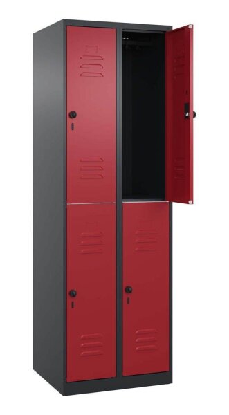 CP Spind Classic Plus rubinrot, schwarzgrau 080300-20 S10066, 4 Schließfächer 60,0 x 50,0 x 185,0 cm