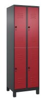 CP Spind Classic Plus rubinrot, schwarzgrau 080310-20 S10124, 4 Schließfächer 60,0 x 50,0 x 195,0 cm