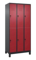 CP Spind Classic Plus rubinrot, schwarzgrau 080310-30 S10124, 6 Schließfächer 90,0 x 50,0 x 195,0 cm