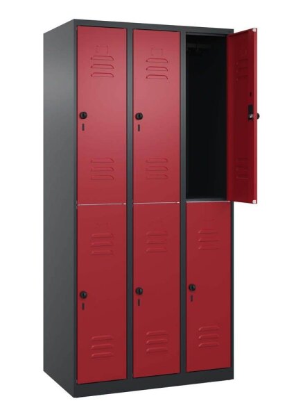 CP Spind Classic Plus rubinrot, schwarzgrau 080300-30 S10067, 6 Schließfächer 90,0 x 50,0 x 185,0 cm