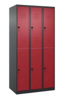 CP Spind Classic Plus rubinrot, schwarzgrau 080300-30 S10067, 6 Schließfächer 90,0 x 50,0 x 185,0 cm