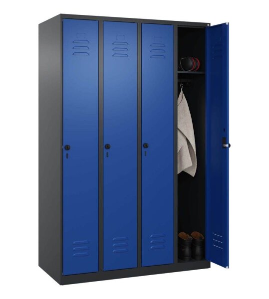 CP Spind Classic Plus enzianblau, schwarzgrau 080000-40 S10057, 4 Schließfächer 120,0 x 50,0 x 185,0 cm