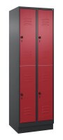 CP Spind Classic PLUS rubinrot, schwarzgrau 080320-20 S10125, 4 Schließfächer 60,0 x 50,0 x 195,0 cm
