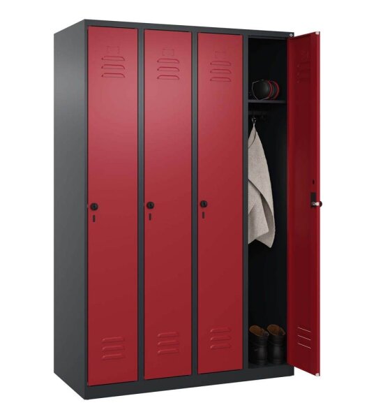 CP Spind Classic Plus rubinrot, schwarzgrau 080000-40 S10058, 4 Schließfächer 120,0 x 50,0 x 185,0 cm
