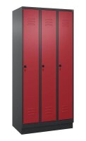 CP Spind Classic PLUS rubinrot, schwarzgrau 080020-30 S10070, 3 Schließfächer 90,0 x 50,0 x 195,0 cm