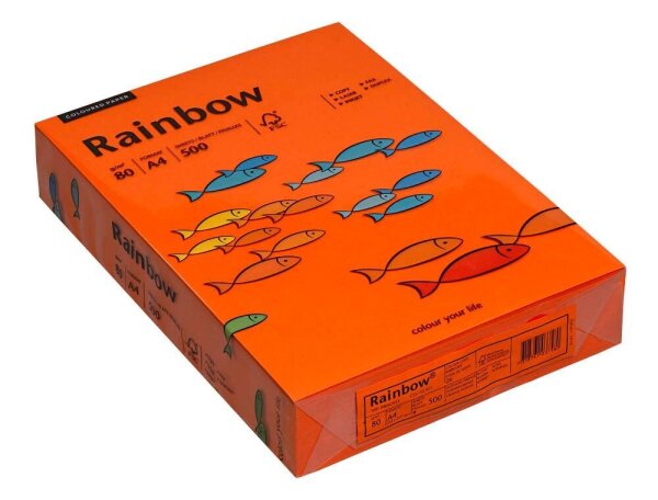 Rainbow Kopierpapier COLOURED PAPER intensivorange DIN A4 80 g/qm 500 Blatt