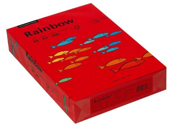 Rainbow Kopierpapier COLOURED PAPER intensivrot DIN A4 80 g/qm 500 Blatt