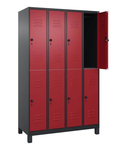 CP Spind Classic Plus rubinrot, schwarzgrau 080310-40 S10123, 8 Schließfächer 120,0 x 50,0 x 195,0 cm