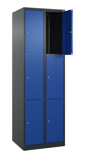 CP Schließfachschrank Classic Plus enzianblau, schwarzgrau 080000-203 S10033, 6 Schließfächer 60,0 x 50,0 x 185,0 cm