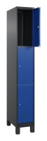 CP Schließfachschrank Classic Plus enzianblau, schwarzgrau 080010-103 S10025, 3 Schließfächer 30,0 x 50,0 x 195,0 cm