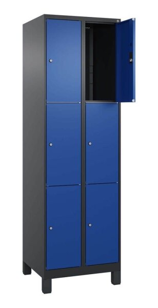 CP Schließfachschrank Classic Plus enzianblau, schwarzgrau 080010-203 S10034, 6 Schließfächer 60,0 x 50,0 x 195,0 cm