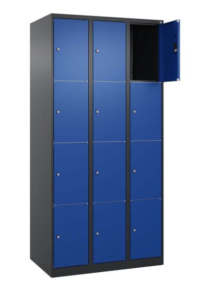 CP Schließfachschrank Classic Plus enzianblau, schwarzgrau 080000-304 S10029, 12 Schließfächer 90,0 x 50,0 x 185,0 cm