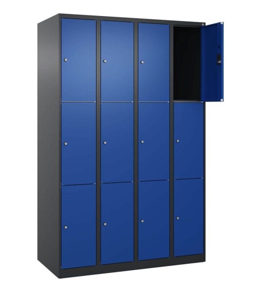 CP Schließfachschrank Classic Plus enzianblau, schwarzgrau 080000-403 S10033, 12 Schließfächer 120,0 x 50,0 x 185,0 cm