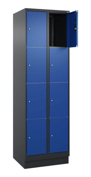 CP Schließfachschrank Classic PLUS enzianblau, schwarzgrau 080020-204 S10035, 8 Schließfächer 60,0 x 50,0 x 185,0 cm