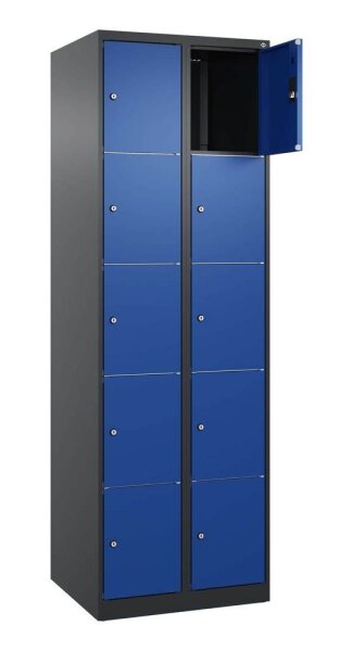 CP Schließfachschrank Classic Plus enzianblau, schwarzgrau 080000-205 S10031, 10 Schließfächer 60,0 x 50,0 x 185,0 cm