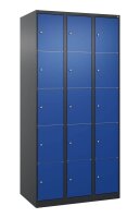 CP Schließfachschrank Classic Plus enzianblau, schwarzgrau 080000-305 S10028, 15 Schließfächer 90,0 x 50,0 x 185,0 cm