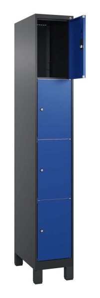 CP Schließfachschrank Classic Plus enzianblau, schwarzgrau 080010-104 S10030, 4 Schließfächer 30,0 x 50,0 x 195,0 cm