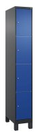 CP Schließfachschrank Classic Plus enzianblau, schwarzgrau 080010-104 S10030, 4 Schließfächer 30,0 x 50,0 x 195,0 cm