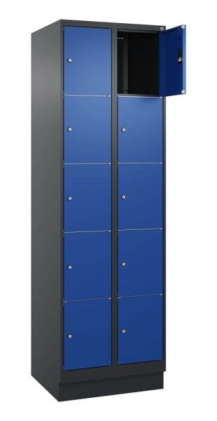 CP Schließfachschrank Classic PLUS enzianblau, schwarzgrau 080020-205 S10036, 10 Schließfächer 60,0 x 50,0 x 195,0 cm