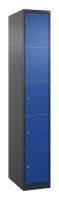 CP Schließfachschrank Classic Plus enzianblau, schwarzgrau 080000-105 S10028, 5 Schließfächer 30,0 x 50,0 x 185,0 cm