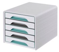 cep Schubladenbox Smoove  weiß/grau/grün 1071110571, DIN A4 mit 5 Schubladen, 1 St.