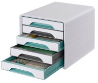 cep Schubladenbox Smoove  weiß/grau/grün 1071110571, DIN A4 mit 5 Schubladen, 1 St.