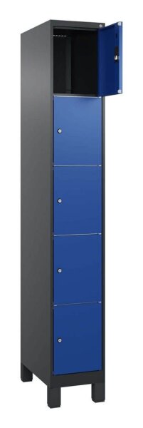 CP Schließfachschrank Classic Plus enzianblau, schwarzgrau 080010-105 S10029, 5 Schließfächer 30,0 x 50,0 x 195,0 cm