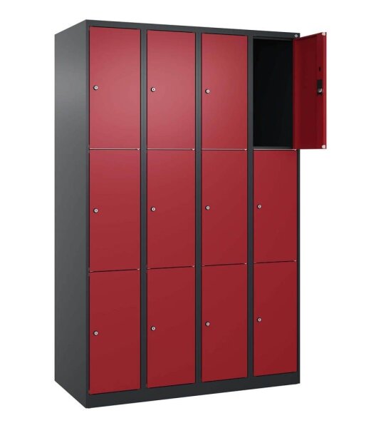 CP Schließfachschrank Classic Plus rubinrot, schwarzgrau 080000-403 S10034, 12 Schließfächer 120,0 x 50,0 x 185,0 cm