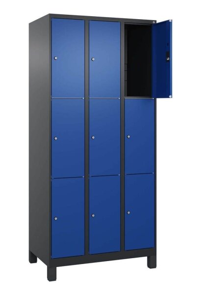CP Schließfachschrank Classic Plus enzianblau, schwarzgrau 080010-303 S10033, 9 Schließfächer 90,0 x 50,0 x 195,0 cm
