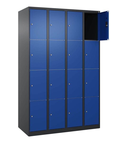 CP Schließfachschrank Classic Plus enzianblau, schwarzgrau 080000-404 S10029, 16 Schließfächer 120,0 x 50,0 x 185,0 cm