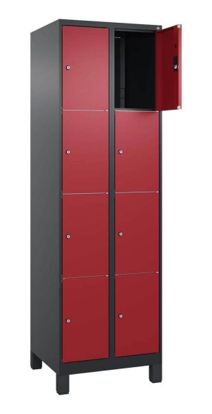 CP Schließfachschrank Classic Plus rubinrot, schwarzgrau 080010-204 S10043, 8 Schließfächer 60,0 x 50,0 x 195,0 cm