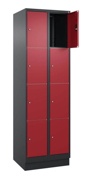 CP Schließfachschrank Classic PLUS rubinrot, schwarzgrau 080020-204 S10036, 8 Schließfächer 60,0 x 50,0 x 185,0 cm