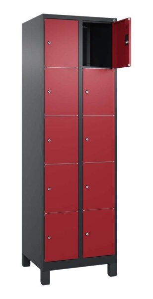 CP Schließfachschrank Classic Plus rubinrot, schwarzgrau 080010-205 S10042, 10 Schließfächer 60,0 x 50,0 x 195,0 cm