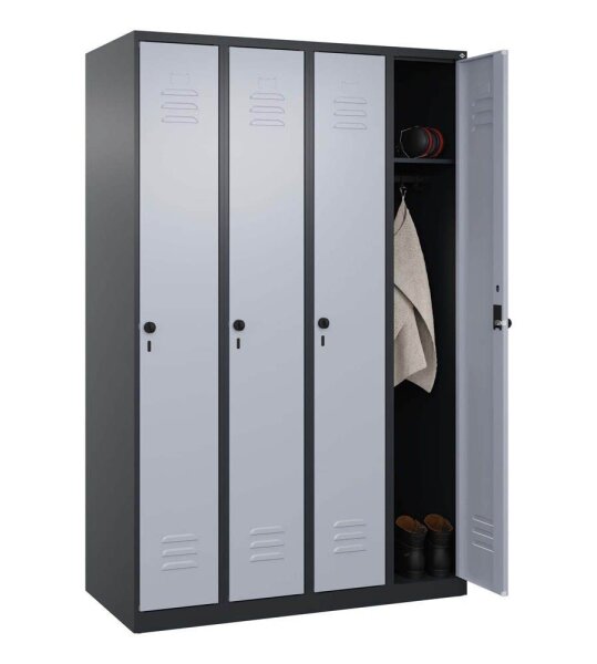CP Spind Classic Plus schwarzgrau, weißaluminium 080000-40 S10091, 4 Schließfächer 120,0 x 50,0 x 185,0 cm