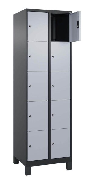 CP Schließfachschrank Classic Plus schwarzgrau, weißaluminium 080010-205 S10045, 10 Schließfächer 60,0 x 50,0 x 195,0 cm
