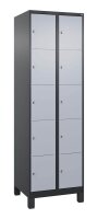 CP Schließfachschrank Classic Plus schwarzgrau, weißaluminium 080010-205 S10045, 10 Schließfächer 60,0 x 50,0 x 195,0 cm