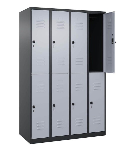 CP Spind Classic Plus schwarzgrau, weißaluminium 080300-40 S10118, 8 Schließfächer 120,0 x 50,0 x 185,0 cm