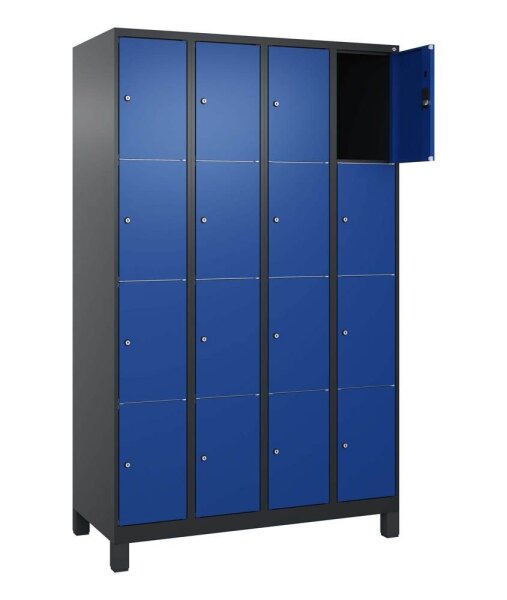 CP Schließfachschrank Classic Plus enzianblau, schwarzgrau 080010-404 S10036, 16 Schließfächer 120,0 x 50,0 x 195,0 cm