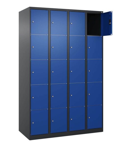 CP Schließfachschrank Classic Plus enzianblau, schwarzgrau 080000-405 S10030, 20 Schließfächer 120,0 x 50,0 x 185,0 cm
