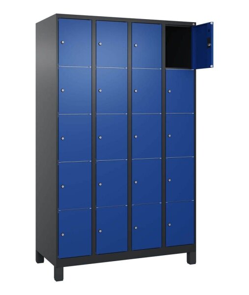 CP Schließfachschrank Classic Plus enzianblau, schwarzgrau 080010-405 S10033, 20 Schließfächer 120,0 x 50,0 x 195,0 cm
