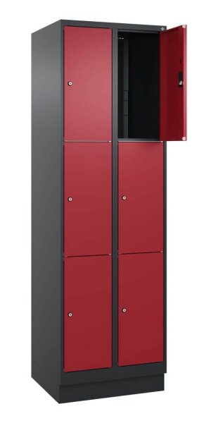 CP Schließfachschrank Classic PLUS rubinrot, schwarzgrau 080020-203 S10030, 6 Schließfächer 60,0 x 50,0 x 195,0 cm
