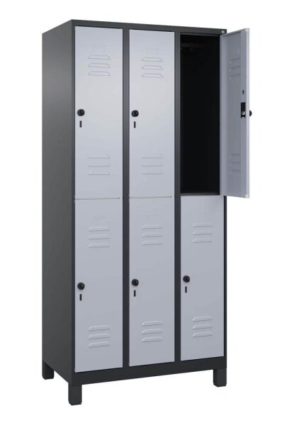 CP Spind Classic Plus schwarzgrau, weißaluminium 080310-30 S10147, 6 Schließfächer 90,0 x 50,0 x 195,0 cm