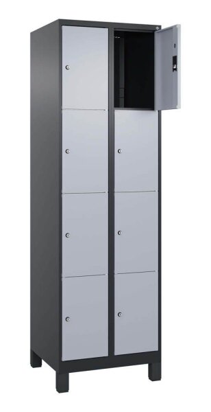 CP Schließfachschrank Classic Plus schwarzgrau, weißaluminium 080010-204 S10046, 8 Schließfächer 60,0 x 50,0 x 195,0 cm